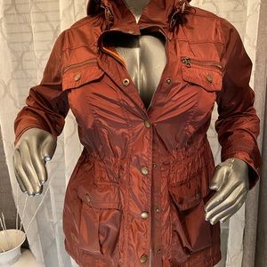 Burgundy Rain/ Wind Jacket with removable hood